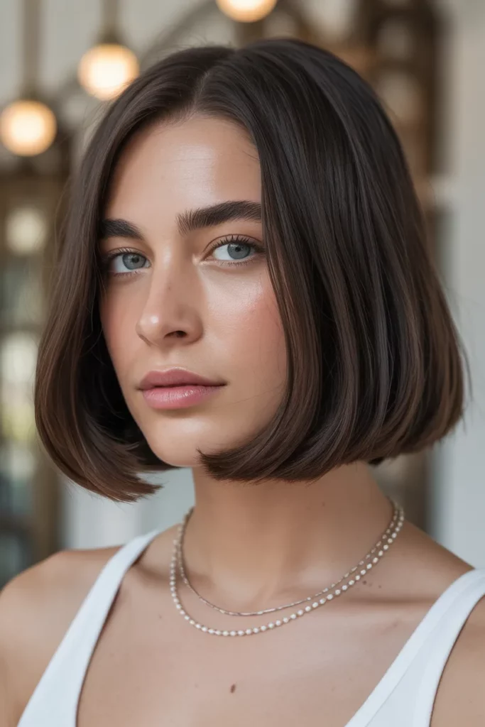 13. Brunette Bob with Blunt Ends