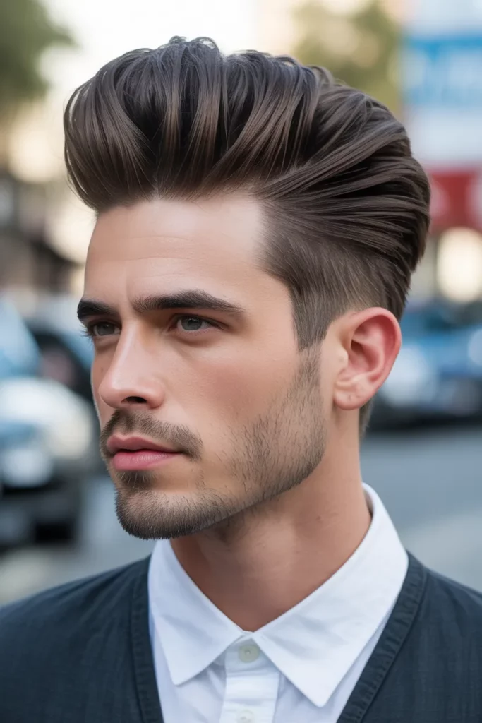13. Subtle Mullet Men with Pompadour Front