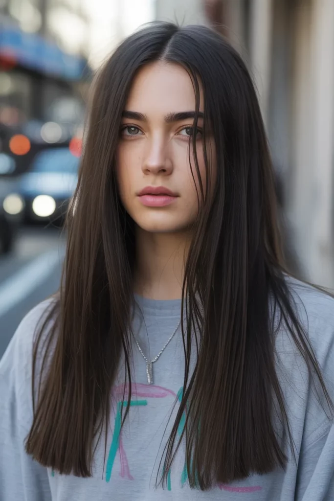 15. Long Straight Grunge Hairstyle