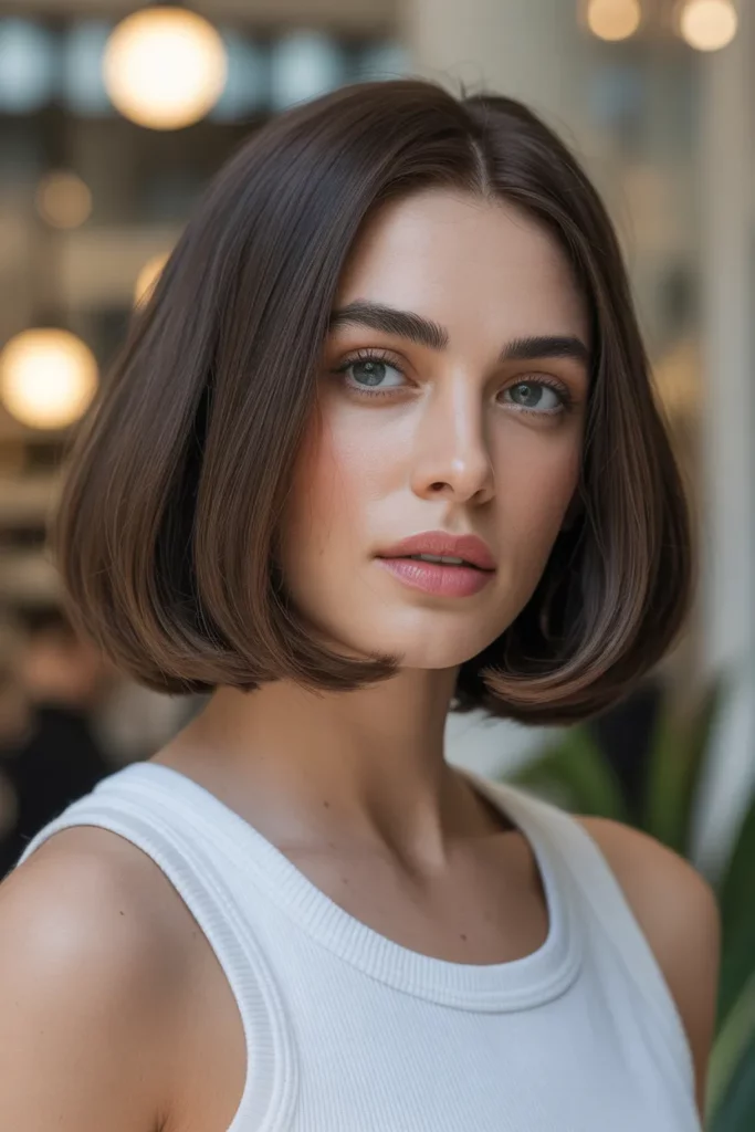 18. Brunette Bob with Rounded Shape