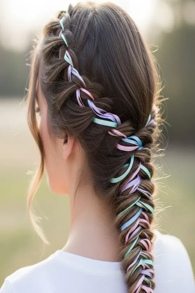18. Fishtail Braid with Pastel Ribbon 832x1248 1