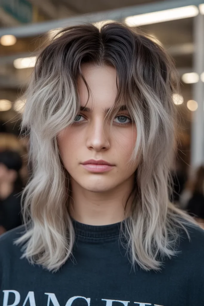 19. Grunge Hairstyles with Dark Roots