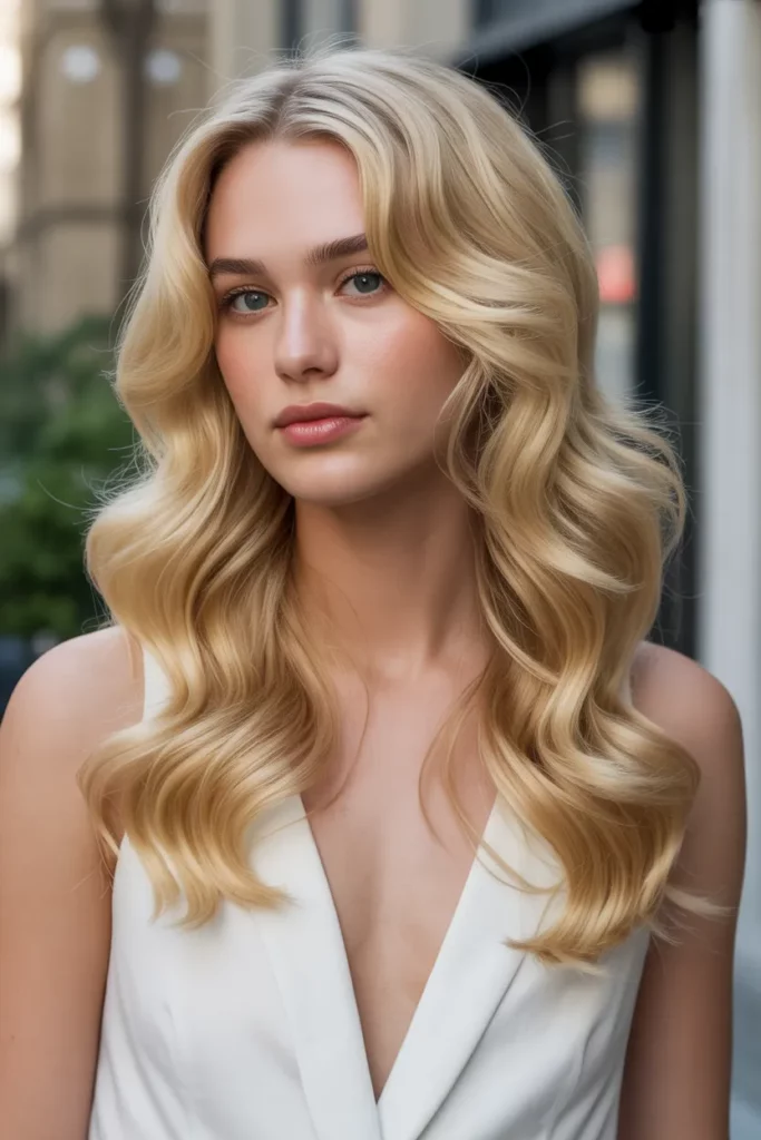 2. Glossy Blonde Waves
