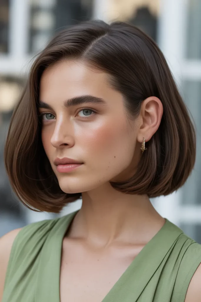 20. Brunette Bob with Polished Finish