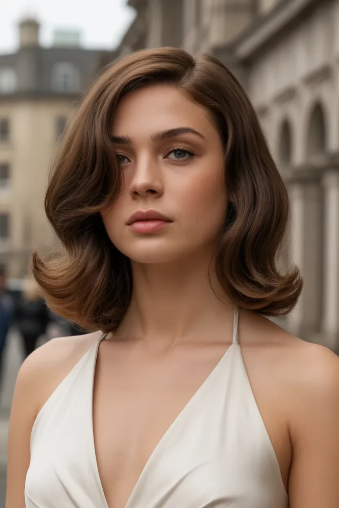 21. Brunette Hair with Inward Curve