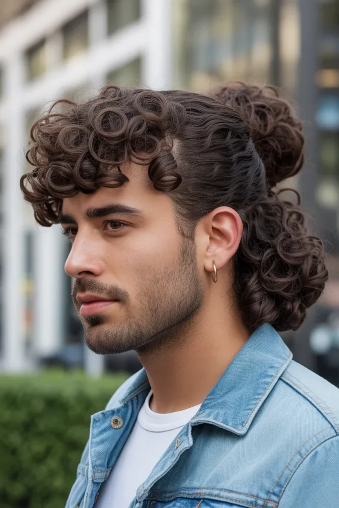 21. Curly Man Bun