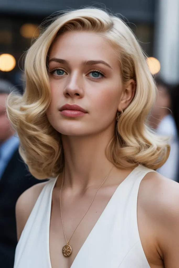 22. Elegant Blonde Polished Waves