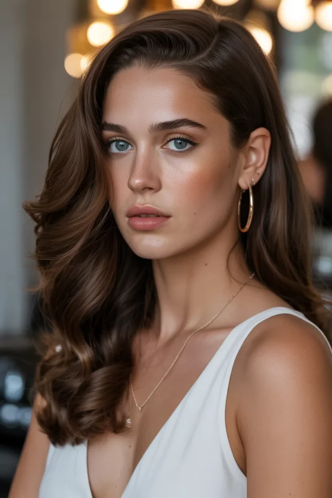 23. Brunette Hair with Deep Side Part