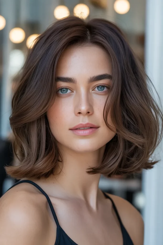 3. Brunette Lob with Subtle Layers