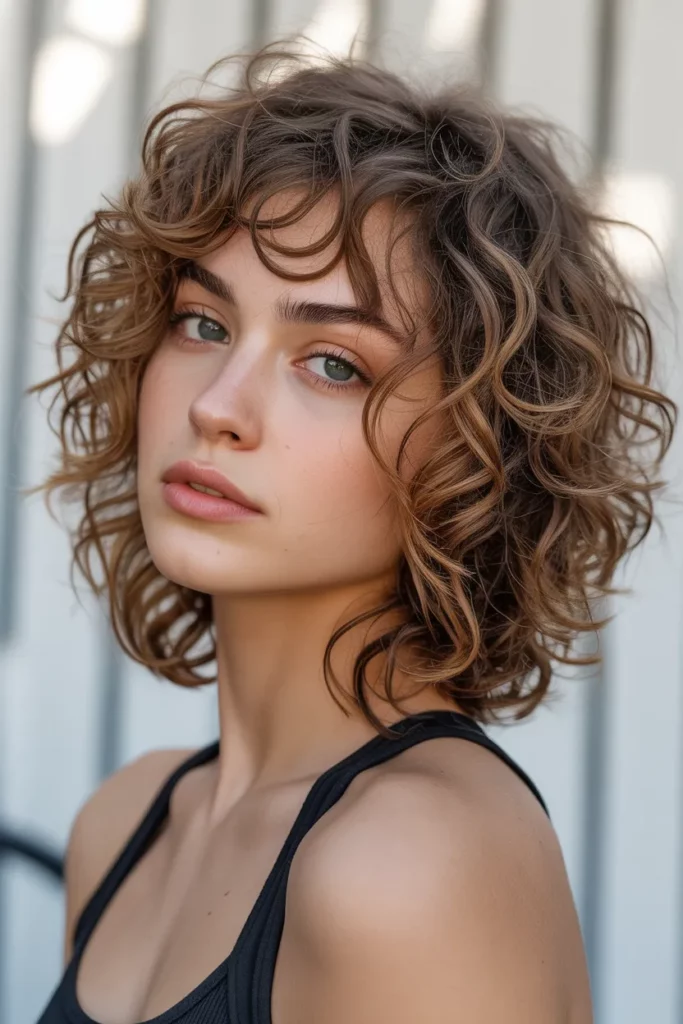 4. Messy Curly Wolf Cut