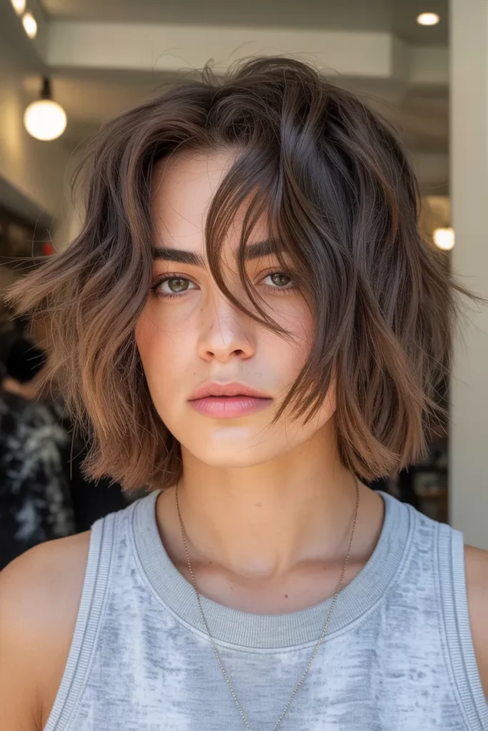 5. Choppy Lob Grunge Hairstyle