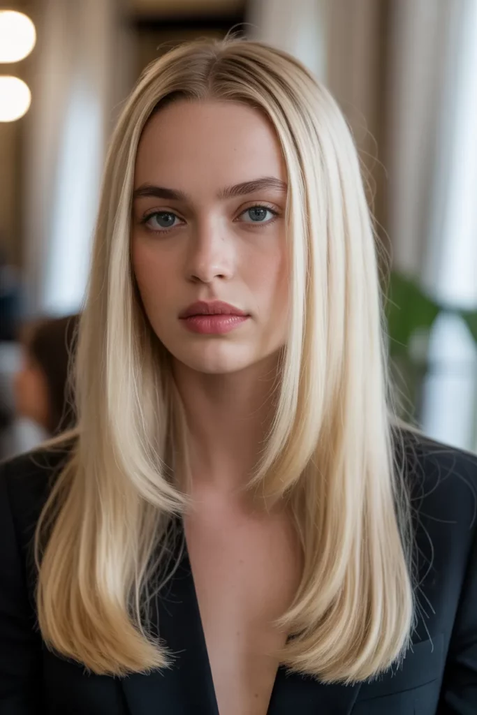 5. Sleek Straight Blonde Hair