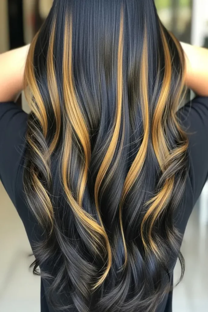 5. Thick Golden Streaks on Black Hair 832x1248 1