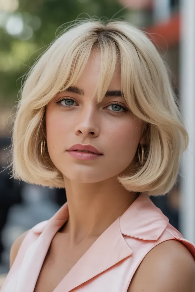 6. Blonde Bob with Curtain Bangs