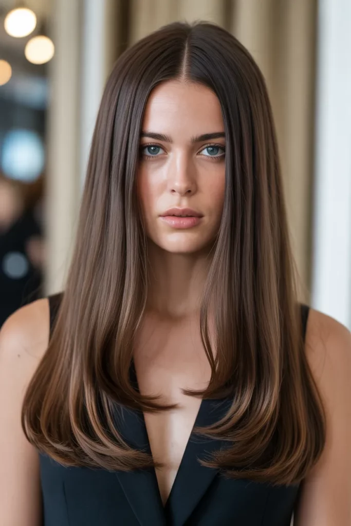 6. Long Brunette Sleek Hair