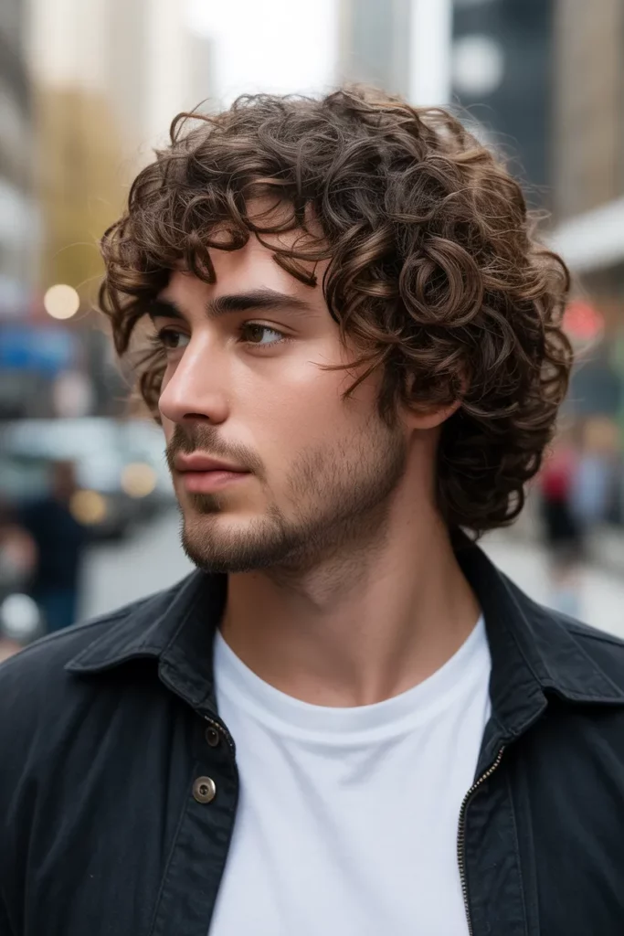 7. Layered Curly Wolf Cut