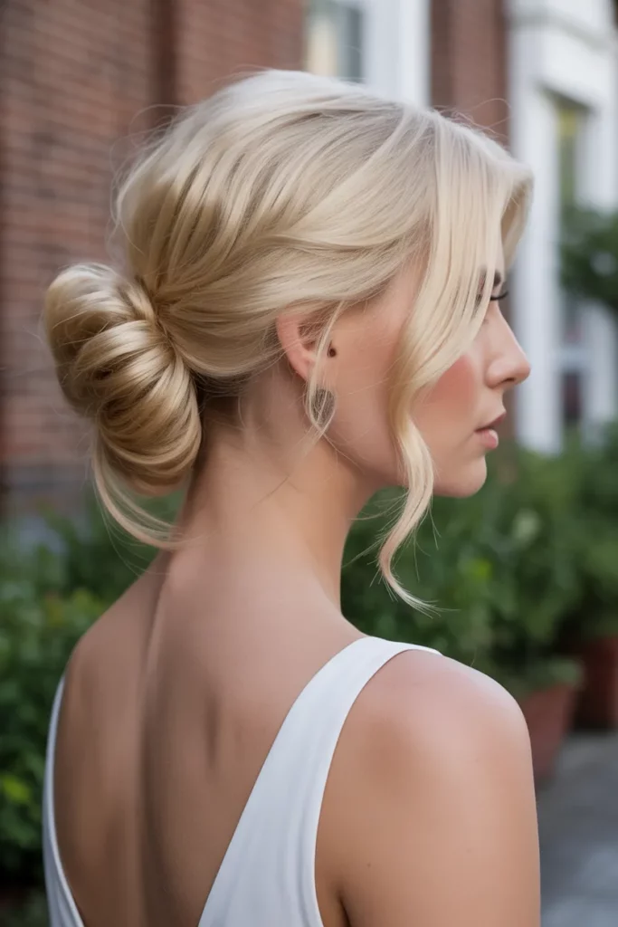 8. Blonde Updo with Soft Finish