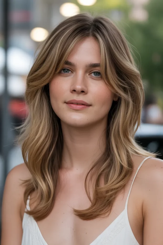 9. Long Shag with Side Swept Bangs