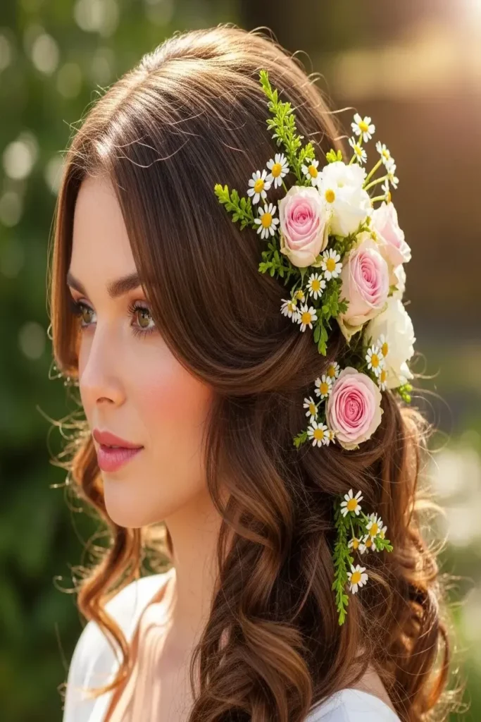 9. Loose Curls with Fresh Flowers 832x1248 1