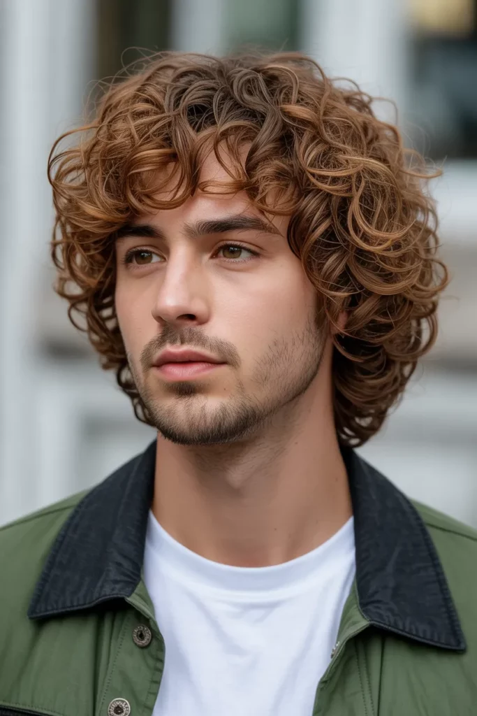 9. Medium Length Curly Wolf Cut