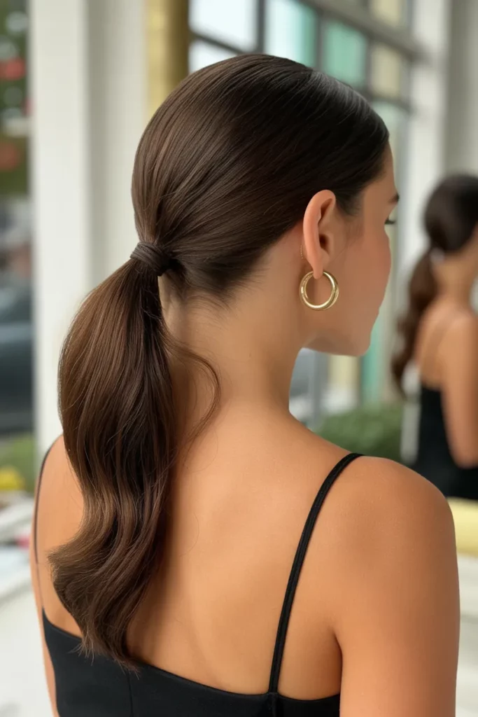 9. Old Money Brunette Ponytail