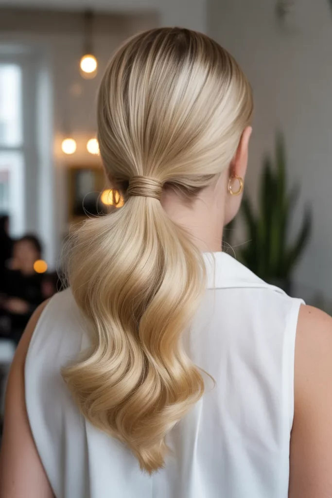 9. Polished Blonde Ponytail