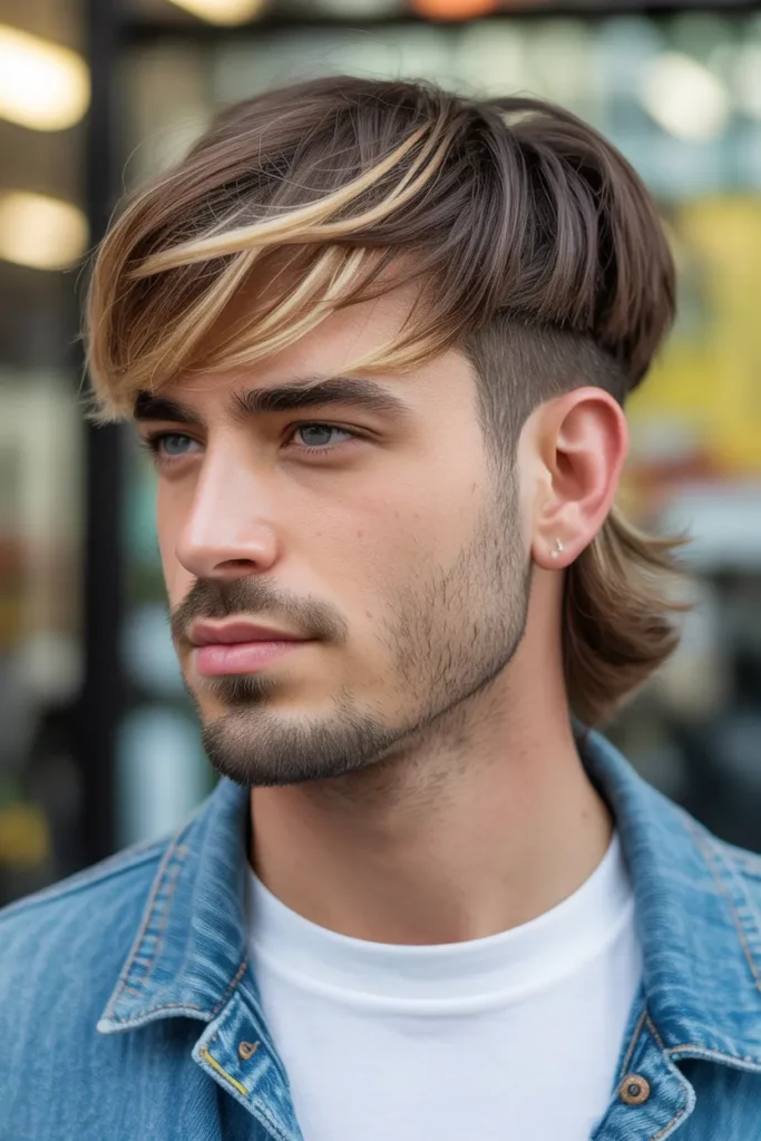 9. Subtle Mullet Men with Blonde Highlights