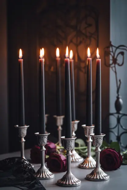 Black Candles and Candleholders