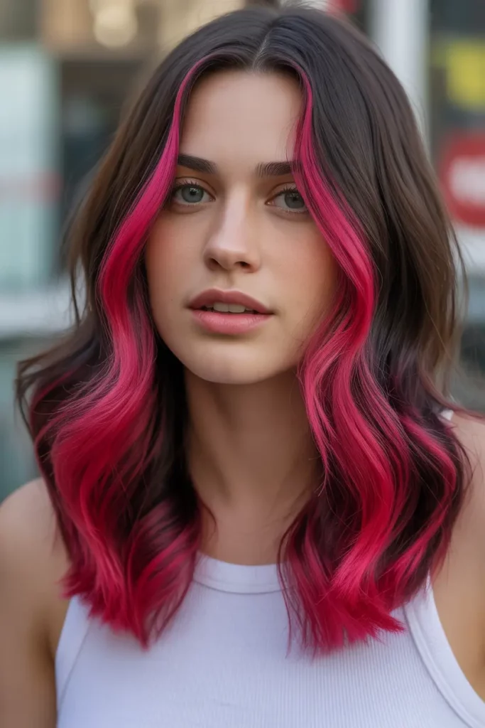Bold Pink Dip Dye on Dark Brown Hair