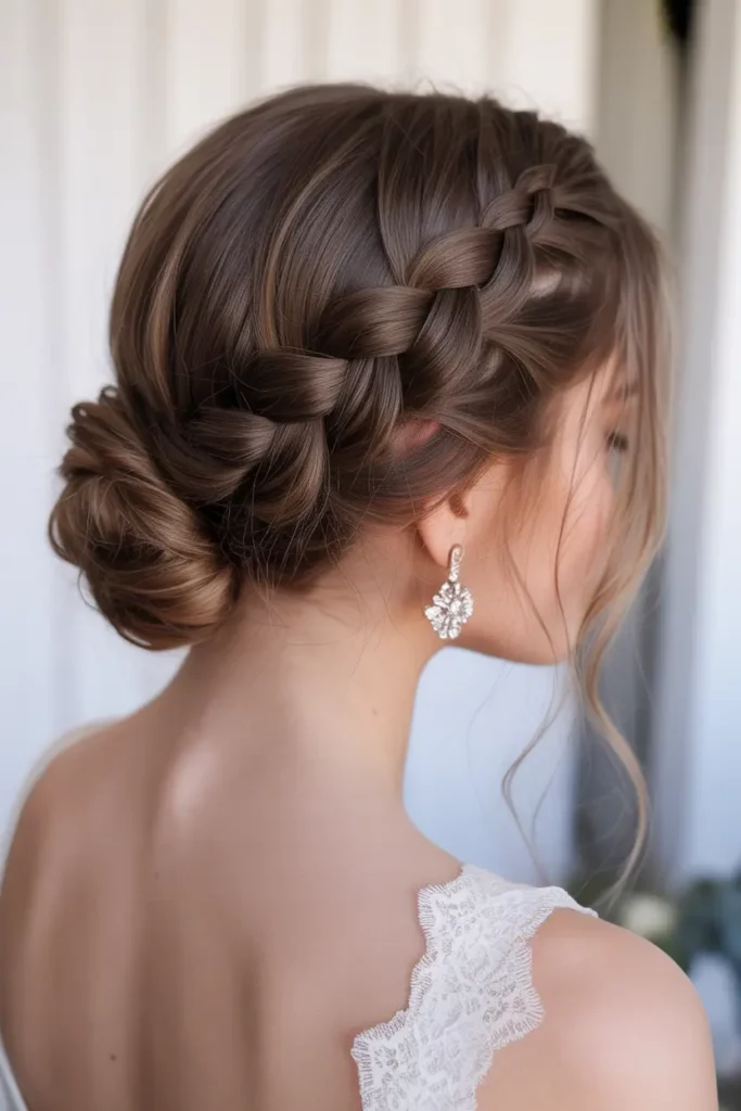 Braided Low Bun Hairstyles for Bridesmaids