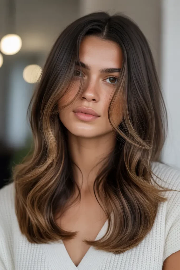 Caramel Dip Dye on Dark Brown Hair