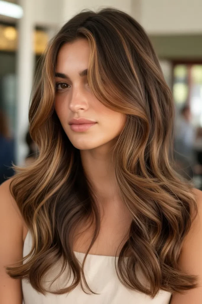 Chestnut Hair with Caramel Highlights