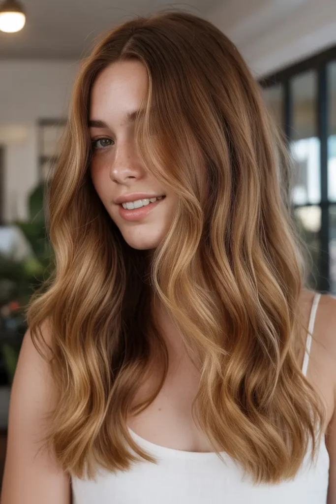 Chestnut Hair with Honey Highlights