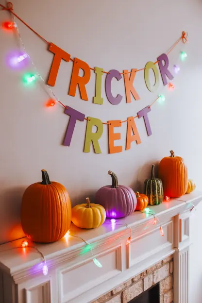 Colorful Halloween Mantel