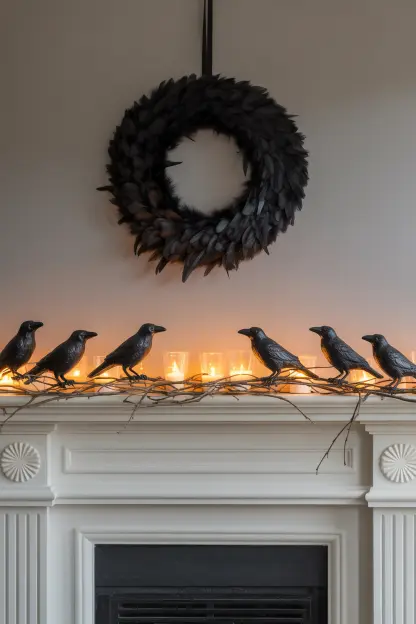 Crow and Raven Mantel