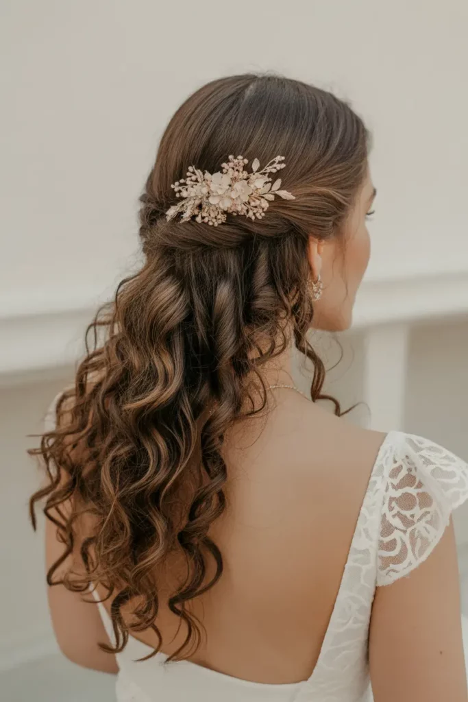 Curly Half-Up Hairstyles for Bridesmaids