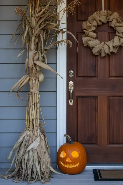Dried Corn Stalks by the Door