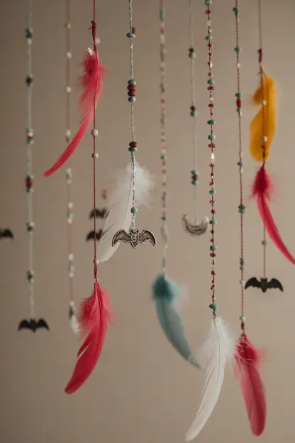 Hanging Feathers and Beads
