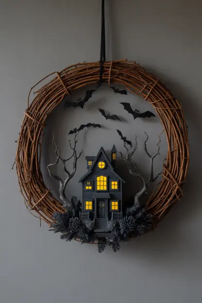 Haunted House Wreath