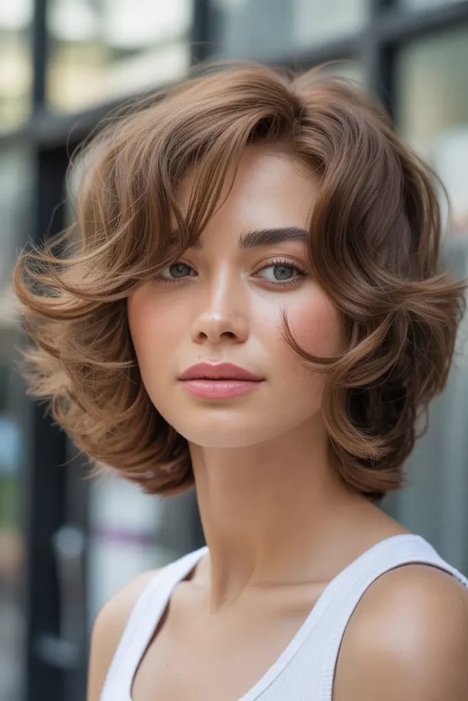 Layered Kitty Cut with Soft Waves