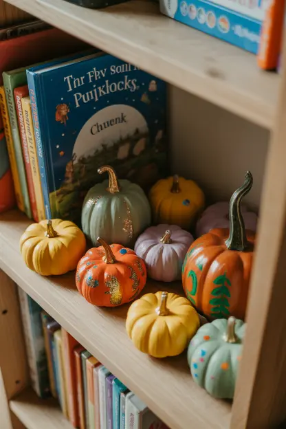 Mini Pumpkins on Shelves
