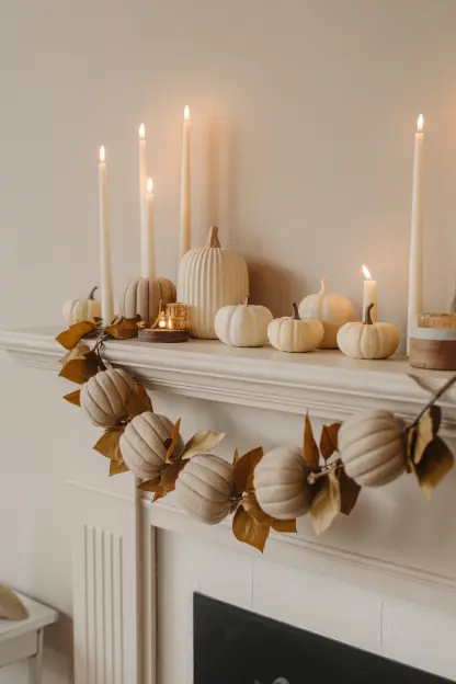 Neutral Garland Across the Mantel