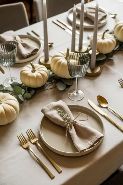 Neutral Halloween Table Setting