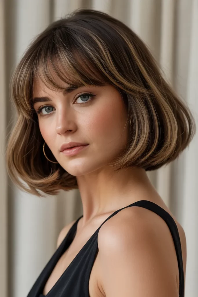 Old Money Bob with Curtain Bangs