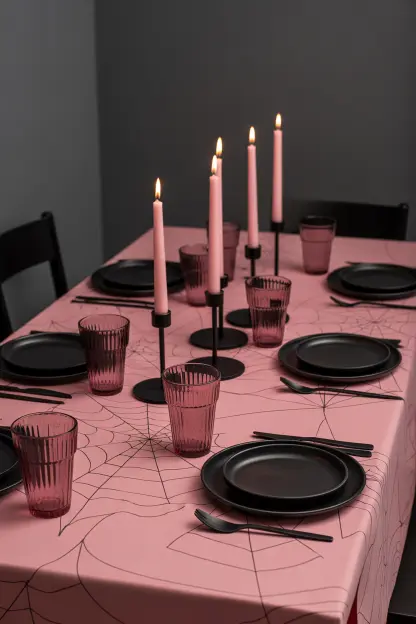 Pink Cobweb Tablecloth