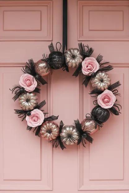 Pink Halloween Wreath