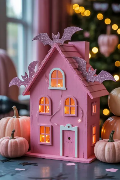 Pink Haunted House Display