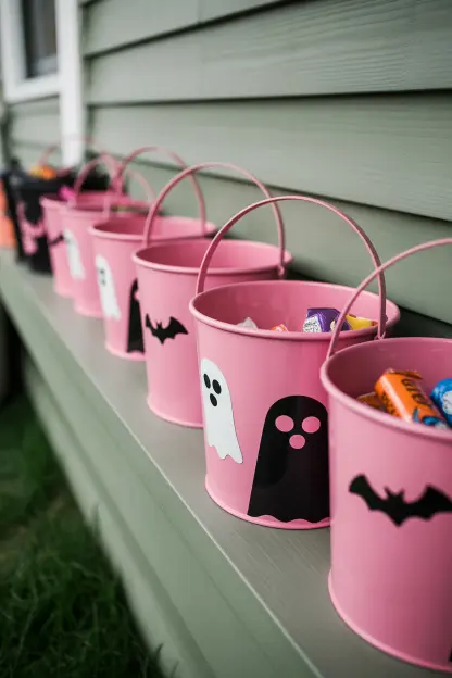 Pink Trick-or-Treat Buckets