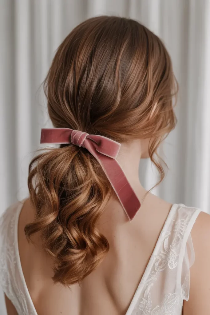 Textured Low Ponytail Hairstyles for Bridesmaids