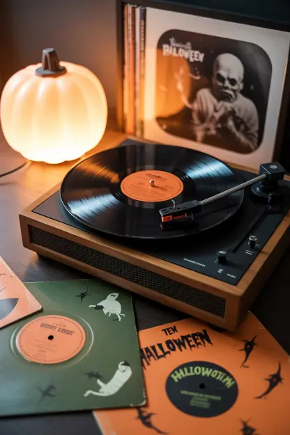 Vintage Halloween Records Playing